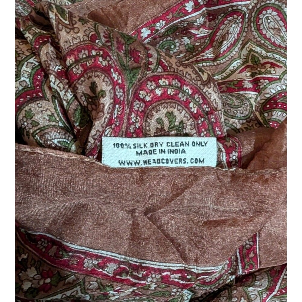 Headcovers 100% Silk Sheer Paisley Oversized 38x38 Square Wildrag Scarf Flaw - Picture 4 of 5